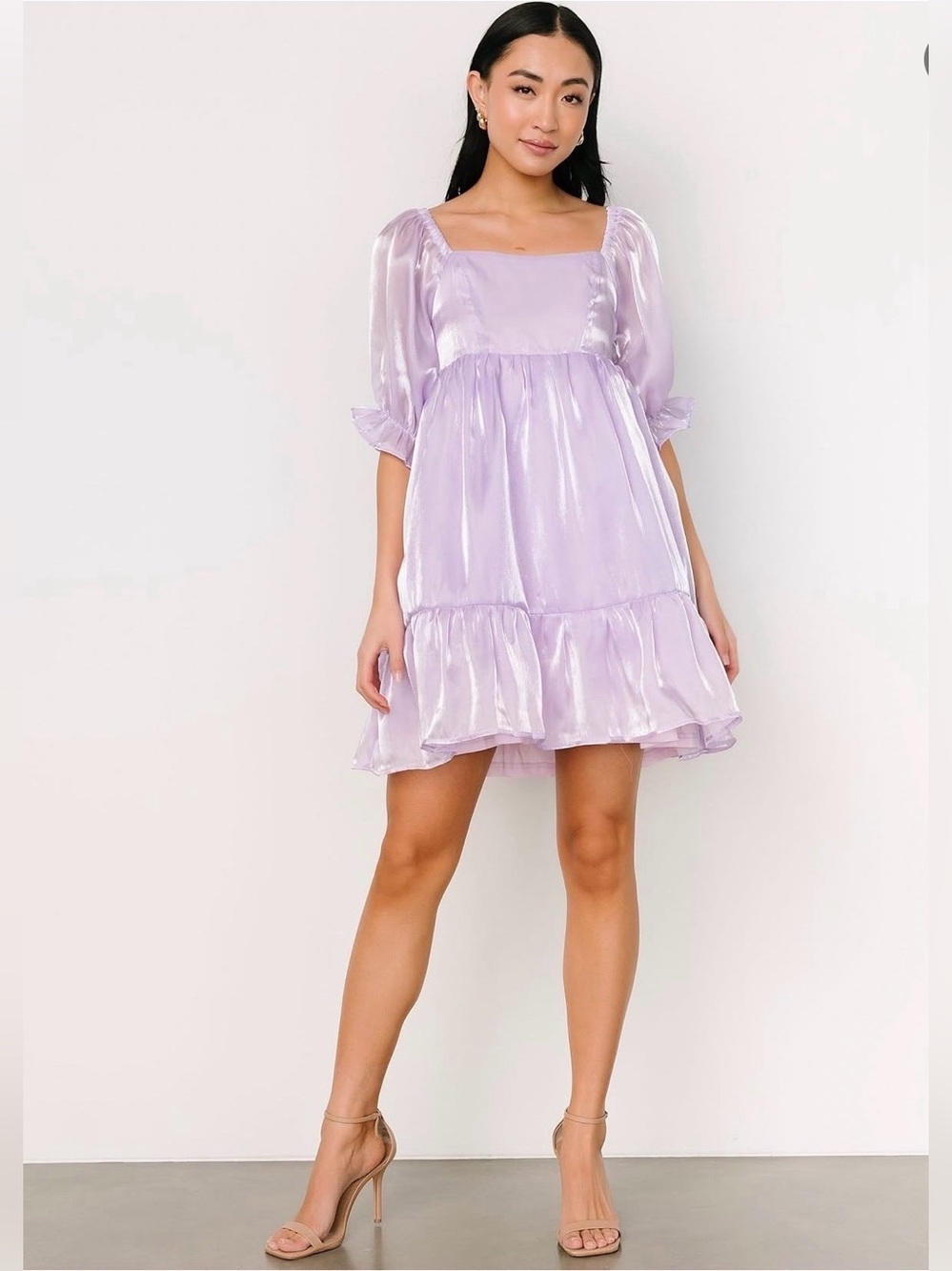 Baltic Born Lilac Shimmer Babydoll Mini Dress S Romantic Cottagecore Fairycore
